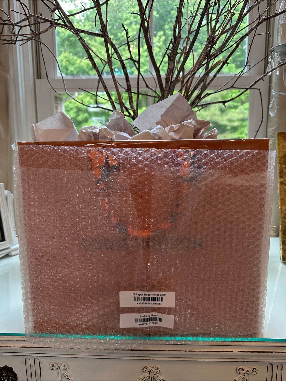 Authentic Louis Vuitton Retail Shopping Bag in A PVC with scarf wrap size Large - Picture 10 of 12